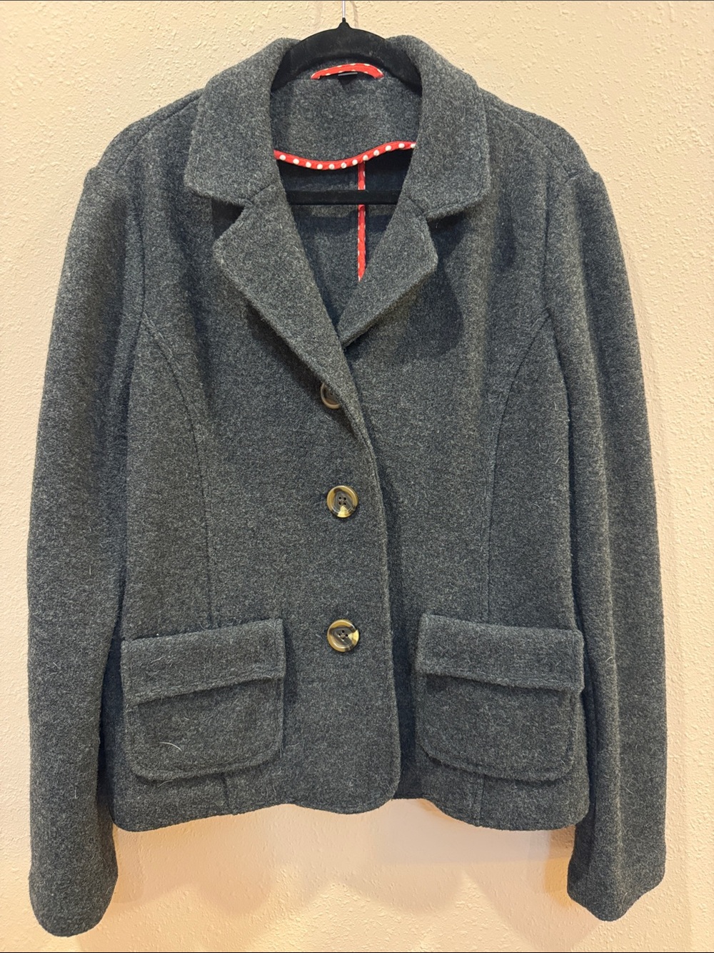 Gray Women's Wool-Blend Button Jacket